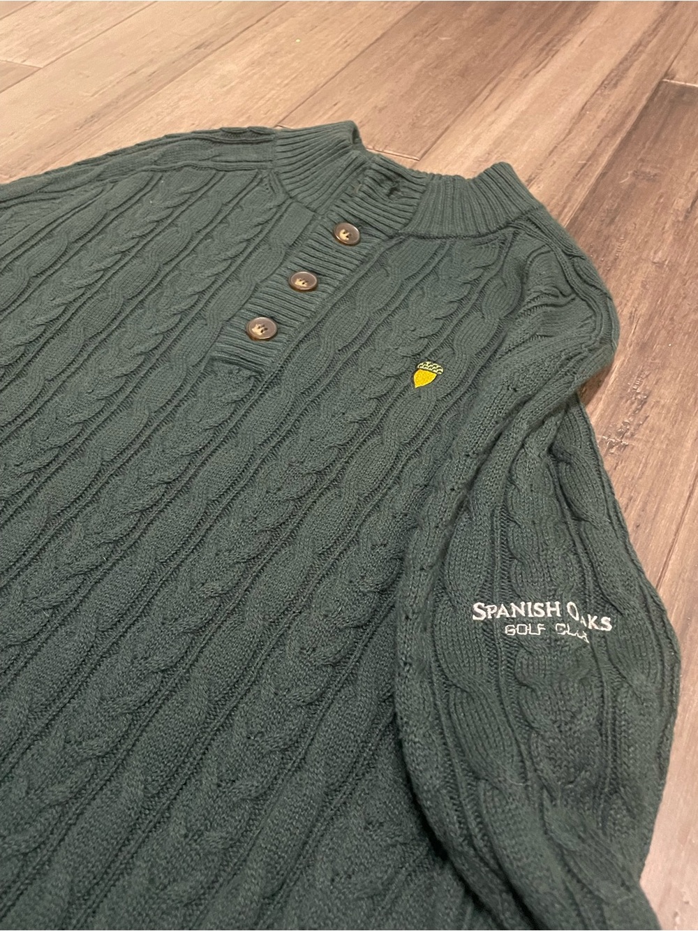 Bobby Jones 1930 Spanish Oaks Golf Club Cable Knit Sweater Green Mens M